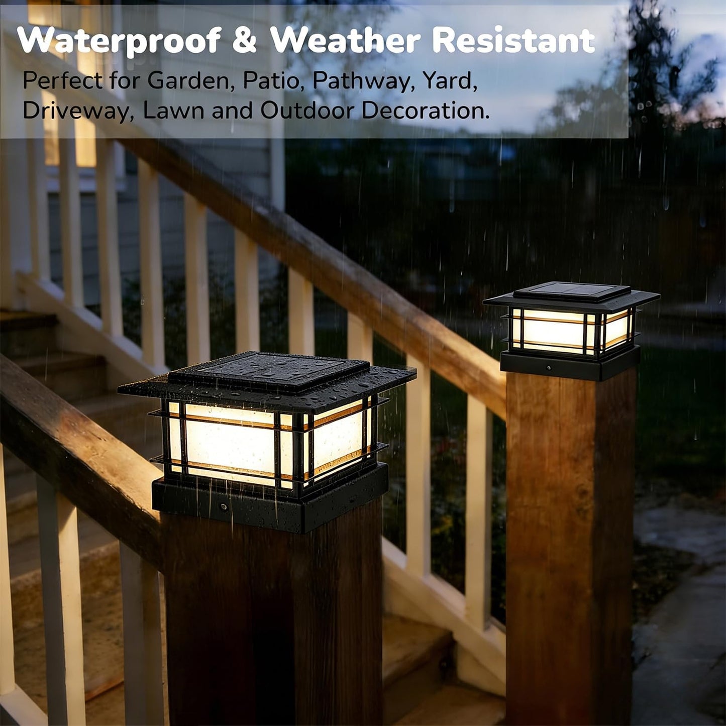 Dynaming 4x4 Solar Post Cap Lights Outdoor with 2 Color Modes, Upgrade Fence Post Solar Lights Black Shell for 4x4 Vinyl/Wooden Posts, Brightness LED Lighting Decor for Garden Deck Patio, 6 Pack