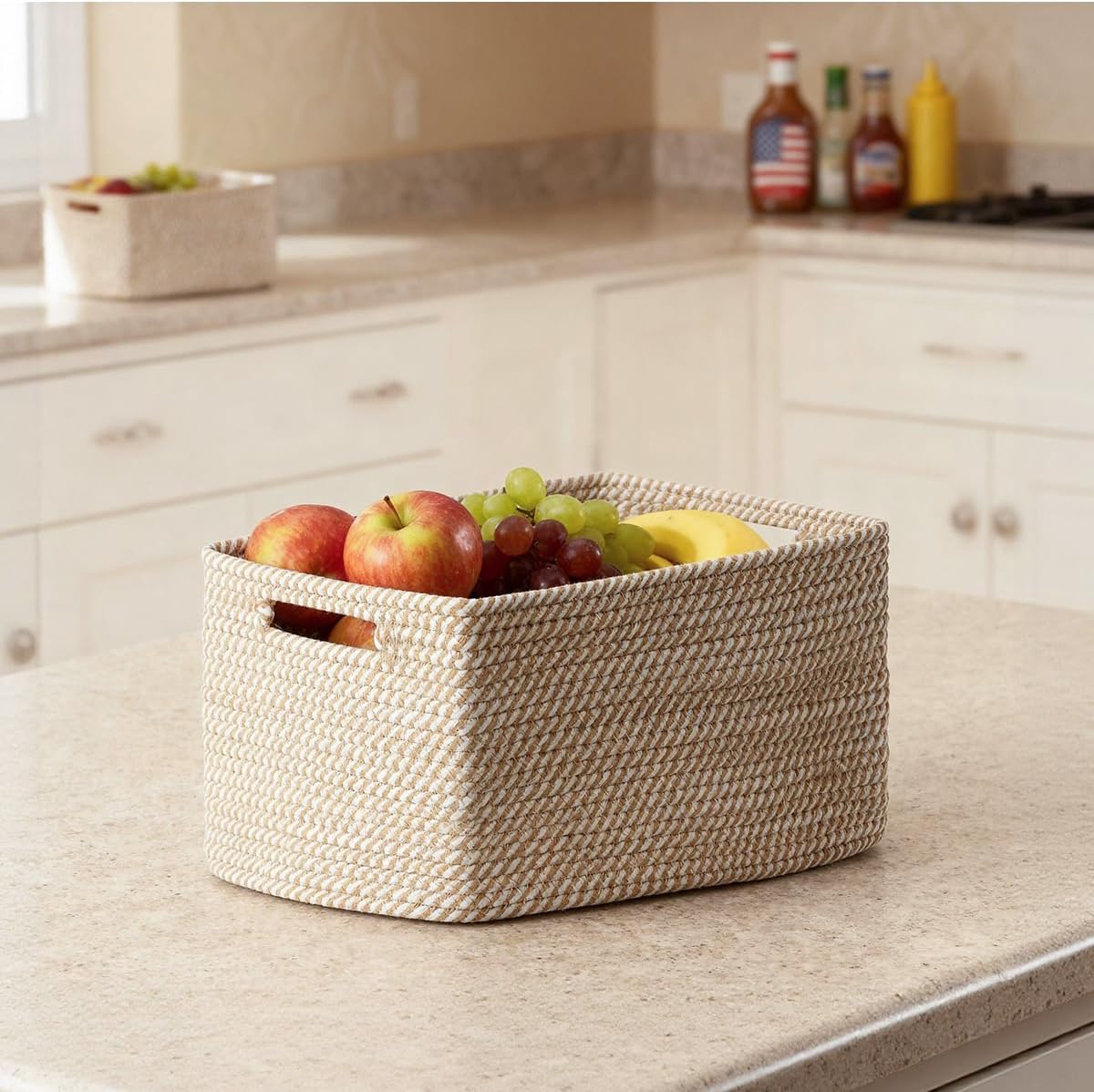 5 Pack Woven Storage Baskets, Decorative Storage Bins for Organizing