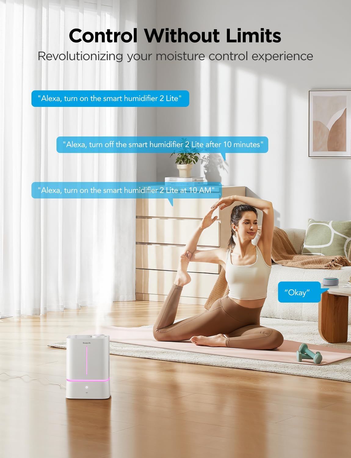 GoveeLife Smart Humidifiers for Bedroom, 4.5L Cool Mist Air Humidifiers with Scent Diffuser & Nightlight, 40H Runtime, Easy to Clean, Quiet Top Fill Ultrasonic Humidifier for Plant, Large Room, Baby