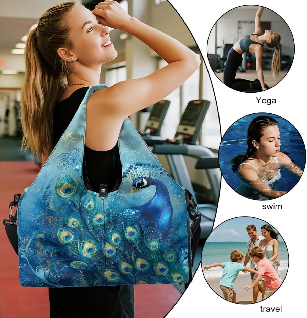 Yoga Mat Bag for Men Women Canvas Yoga Mat Carrier Take In Out Mat Easily for Beach Swim Bags Pool Sports Gym