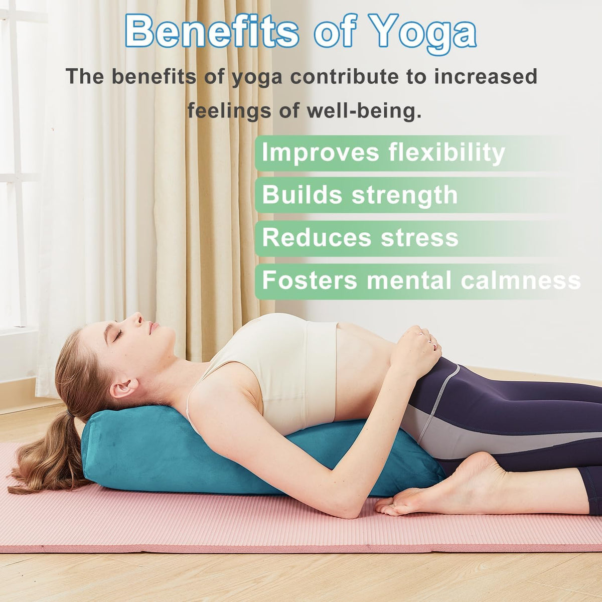 Rectangular Yoga Bolster Pillow for Restorative Yoga