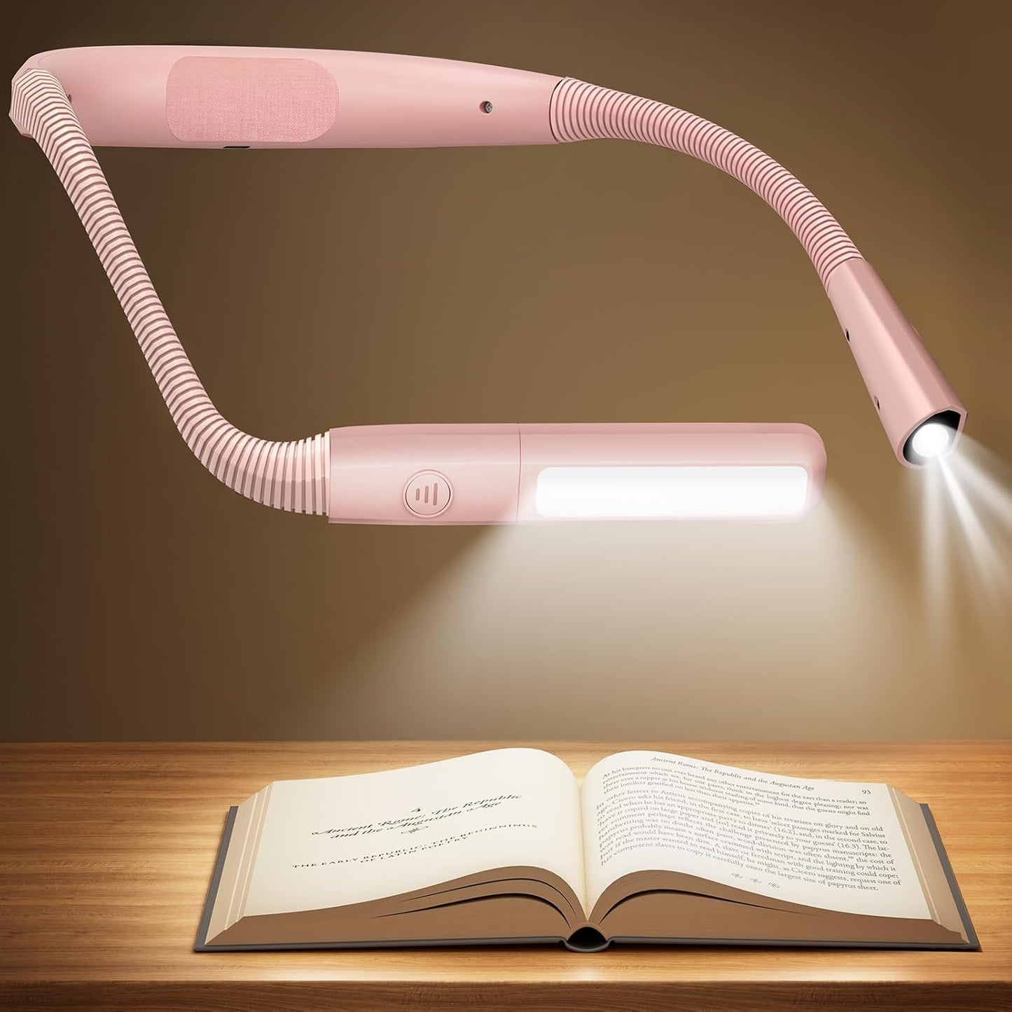 Glocusent Bendable Neck Light, 100Hrs Long Lasting Rechargeable Book Light, 5 Colors & Stepless Dimming Reading Light - Perfect Book Lights for Reading at Night, Knitting, Book Lovers Gifts