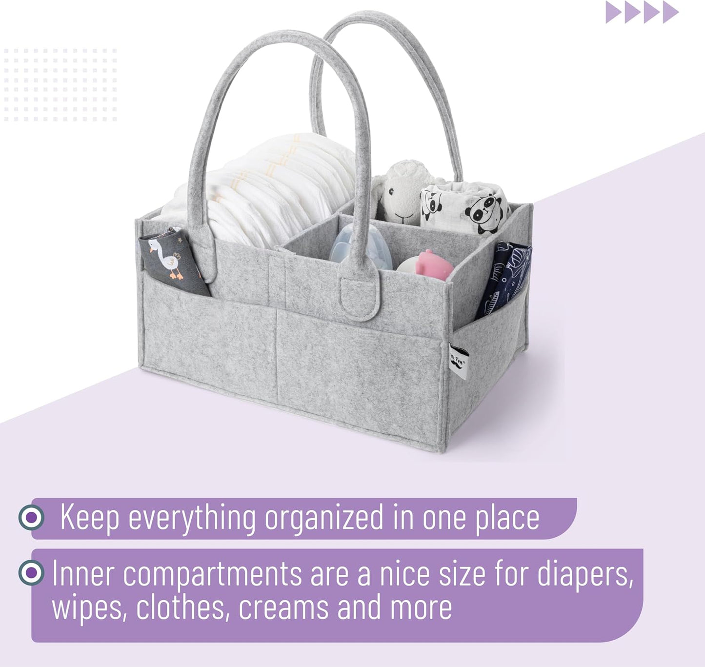 Mr. Pen- Baby Diaper Caddy Organizer, Gray, Medium, Nursery Storage Bin and Car Organizer for Diapers and Baby Wipes