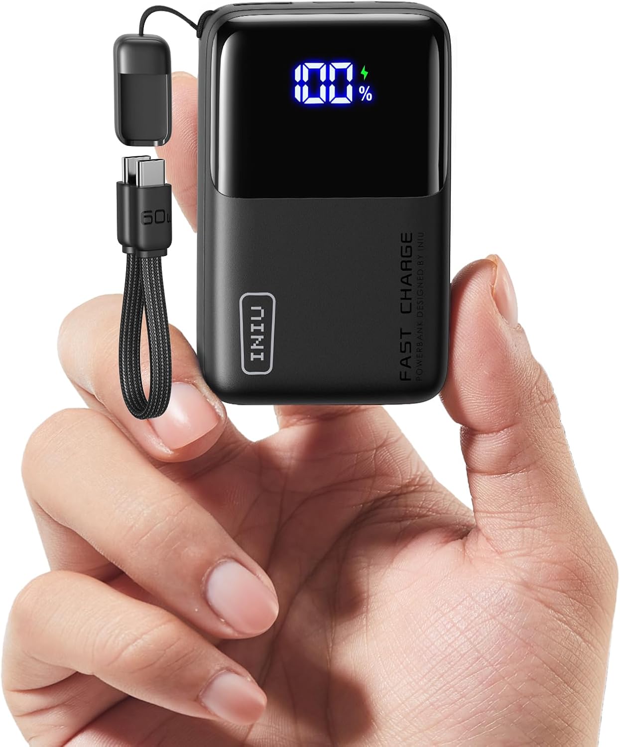 INIU Portable Charger, Ultra Mini 10000mAh 45W Fast Charging with Detachable Cable, Flight-Safe Travel USB C Power Bank External Phone Battery Pack for Xiaomi iPhone 17 16 Samsung S26 Google iPad etc