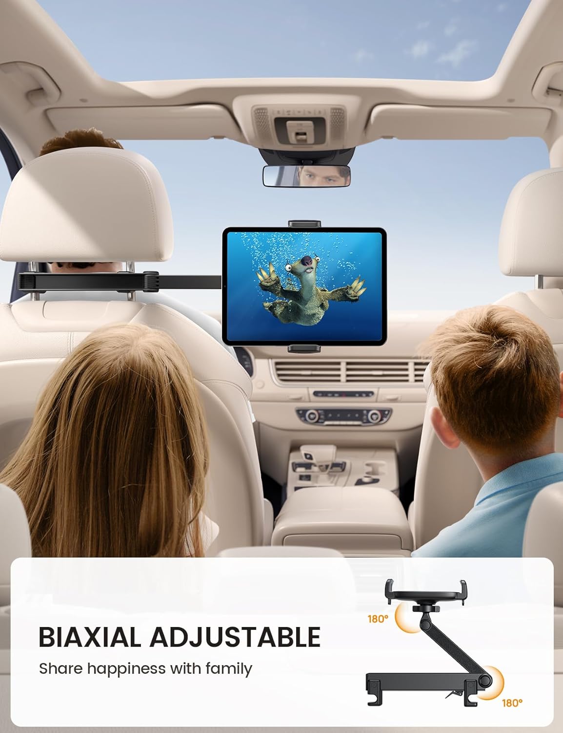 Lamicall Car Headrest Tablet Holder - [Lockable] [3 in 1 Extension Arm] Upgrade Tablet Mount for Car Backseat, Gifts Road Trip Essentials for Kids, for iPad Pro Air Mini, Fire HD, 4.7-13" Tablets
