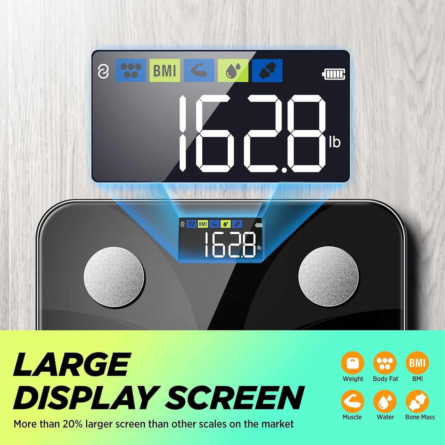 Scale for Body Weight and Fat Percentage, RunSTAR Digital Accurate Bathroom Smart Scale with Large Display, FSA&HSA Eligible 13 Body Composition Analyzer Sync App