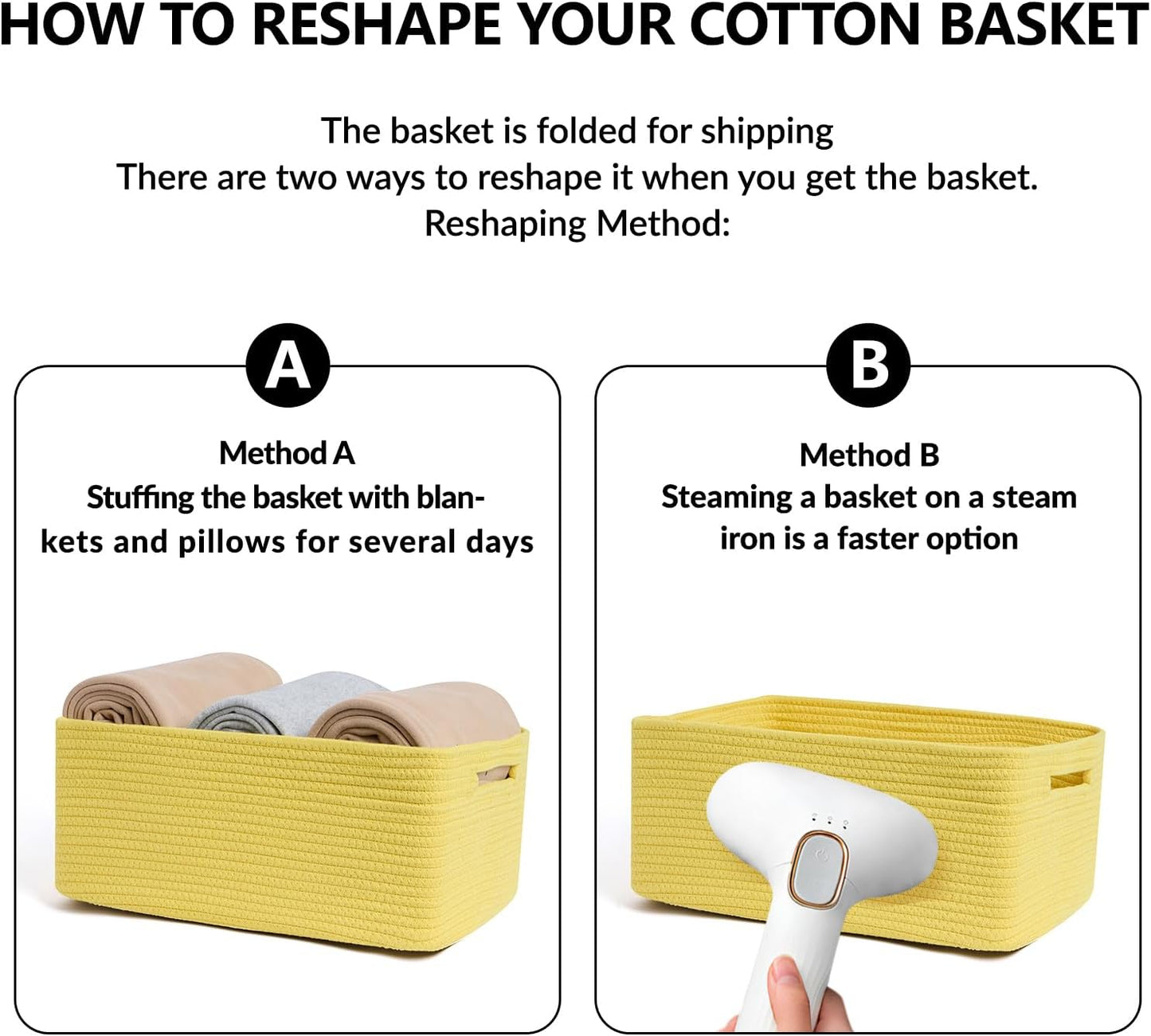 MiniArk Large Storage Baskets for Shelves, 17 x 13 x 7.5” Closet Organizers Bins for Clothes Blanket Towels, Baby Nursery, Toy Baskets Box, Woven Rope Baskets, 3 Packs Yellow