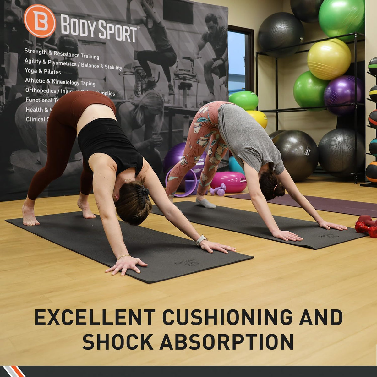 Body Sport Yoga Mat - High-Density, Non-Slip Surface with Shock Absorption - Ideal for Yoga, Pilates, and Home Workouts