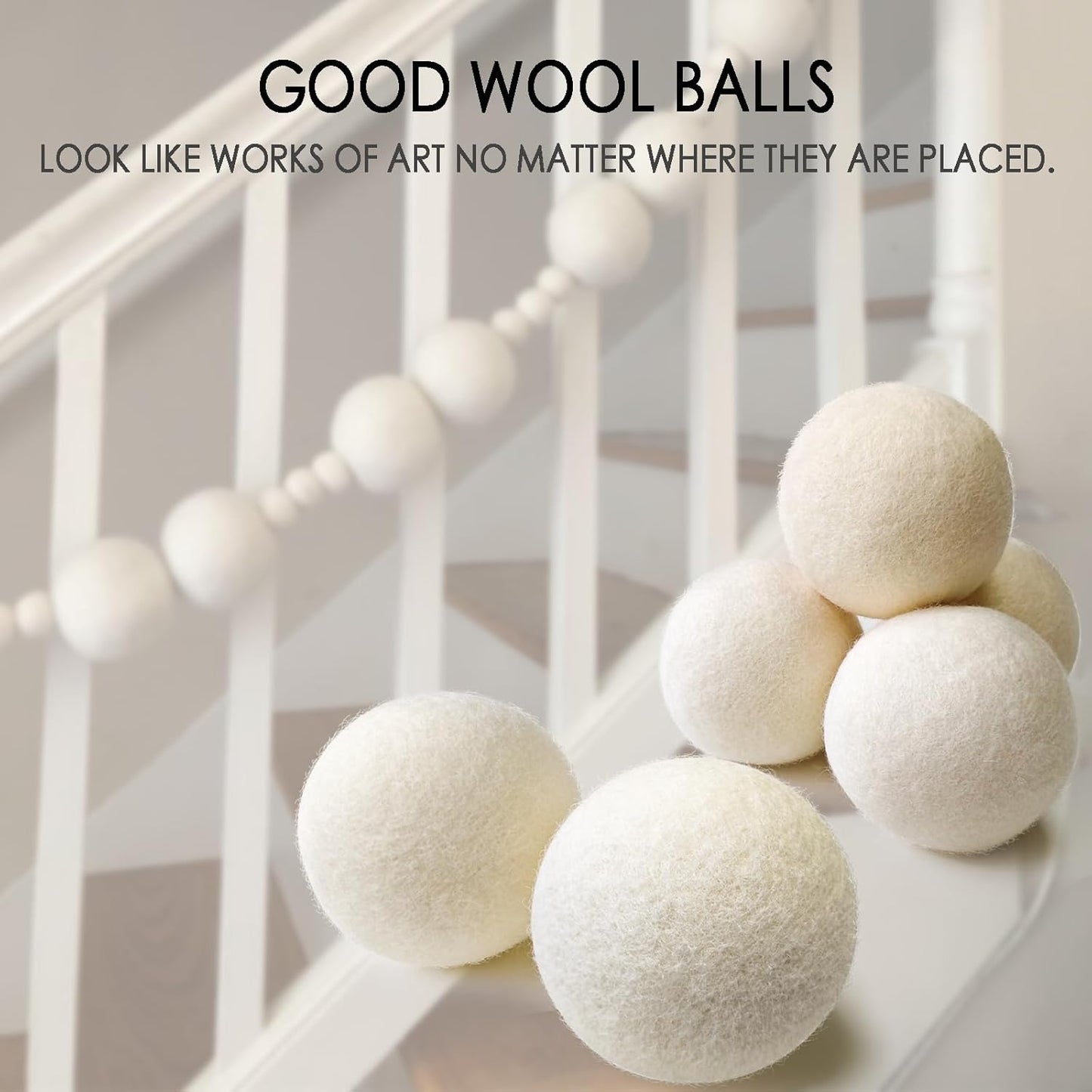 6 Pack XL Wool Dryer Balls - 100% New Zealand Premium Wool, Reusable Natural Fabric Softener for Large Loads, Anti-Static, Lint-Free, Essential Oil Compatible, Laundry Room Essentials