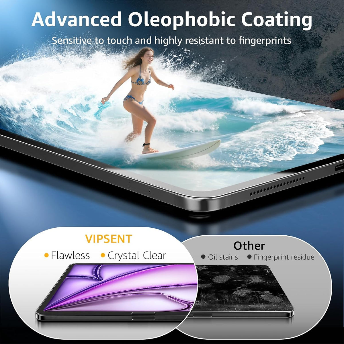 2-Pack Glass Screen Protector for iPad Air 13 Inch M3 2025 & M2 2024 (7th/6th Generation) Military Shatterproof, 9H+ Hardness, Auto-Alignment Frame, Anti-Fingerprint, HD Clear, Scratch Resistant