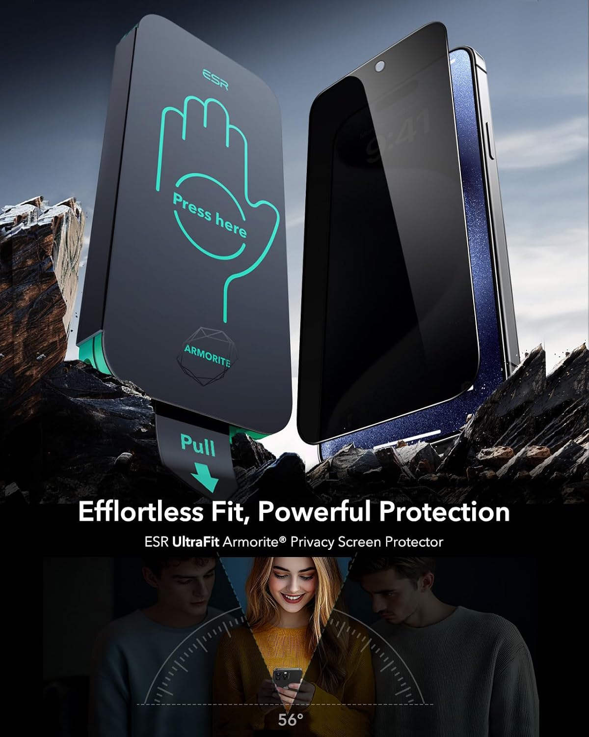 ESR 3 Pack for iPhone 15 Pro Max Privacy Screen Protector, Armorite