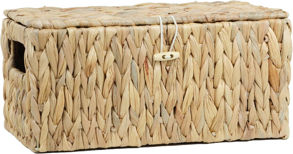 ORDELITE Water Hyacinth Wicker Storage Basket with Lid, Medium
