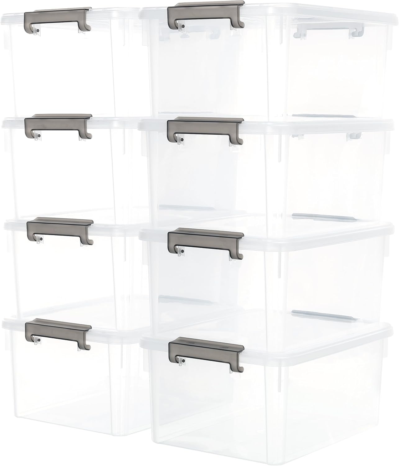 Citylife 17 QT Plastic Storage Bins with Latching Lids Stackable Storage Containers for Organizing Large Clear Storage Box for Garage, Closet, Kitchen, 8 Packs