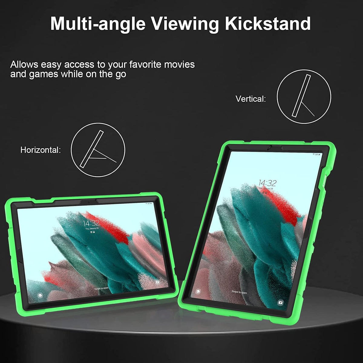 Galaxy Tab A8 10.5 Case with Kickstand, Hybrid Shockproof Rugged Cover for Samsung A8 Tablet Case 10.5 Inch (SM-X200/X205/X207), Green+Black