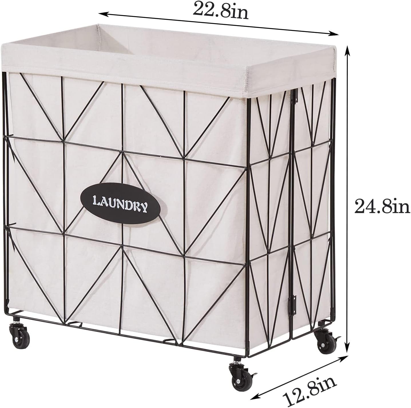 Collapsible Laundry Hamper with Wheels,Capacity and Removable Liner, Sturdy Metal Frame for Clothes Storage and Transport (110L-LX-Black)
