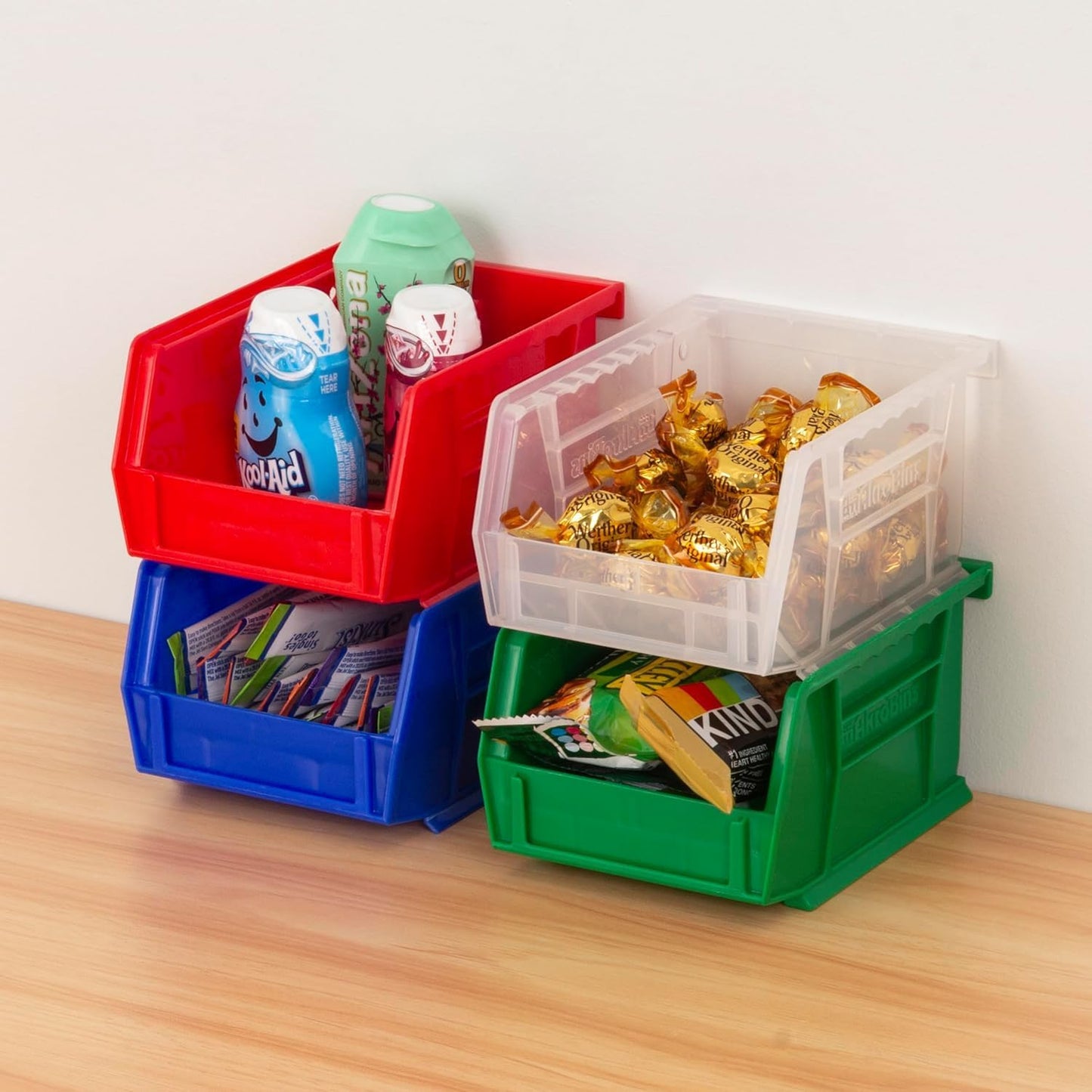Akro-Mils 30210 AkroBins Plastic Storage Bins, 5"x4"x3", Red, 24-Pack