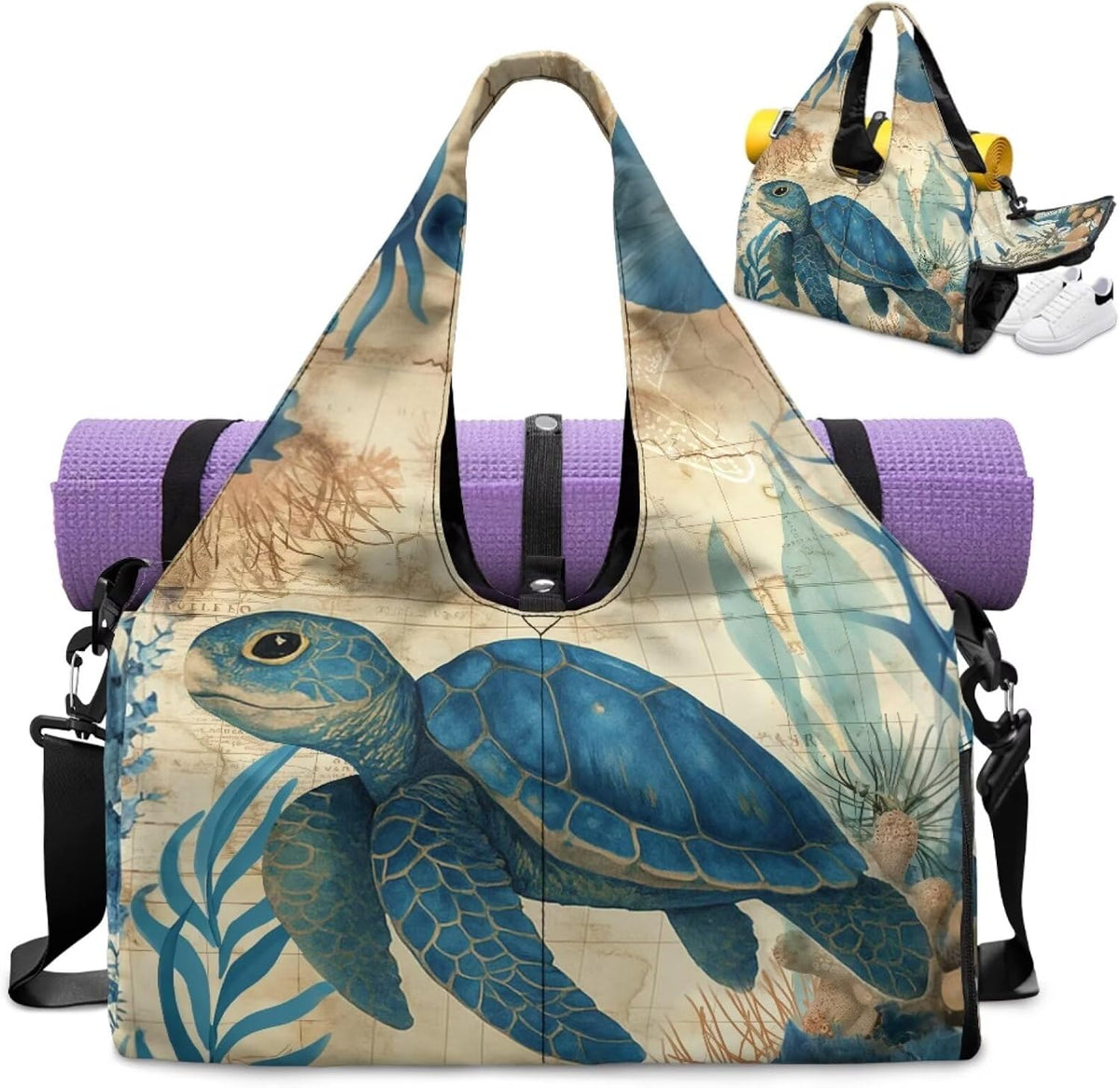Yoga Mat Bag for Men Women Canvas Yoga Mat Carrier Take In Out Mat Easily for Beach Swim Bags Pool Sports Gym