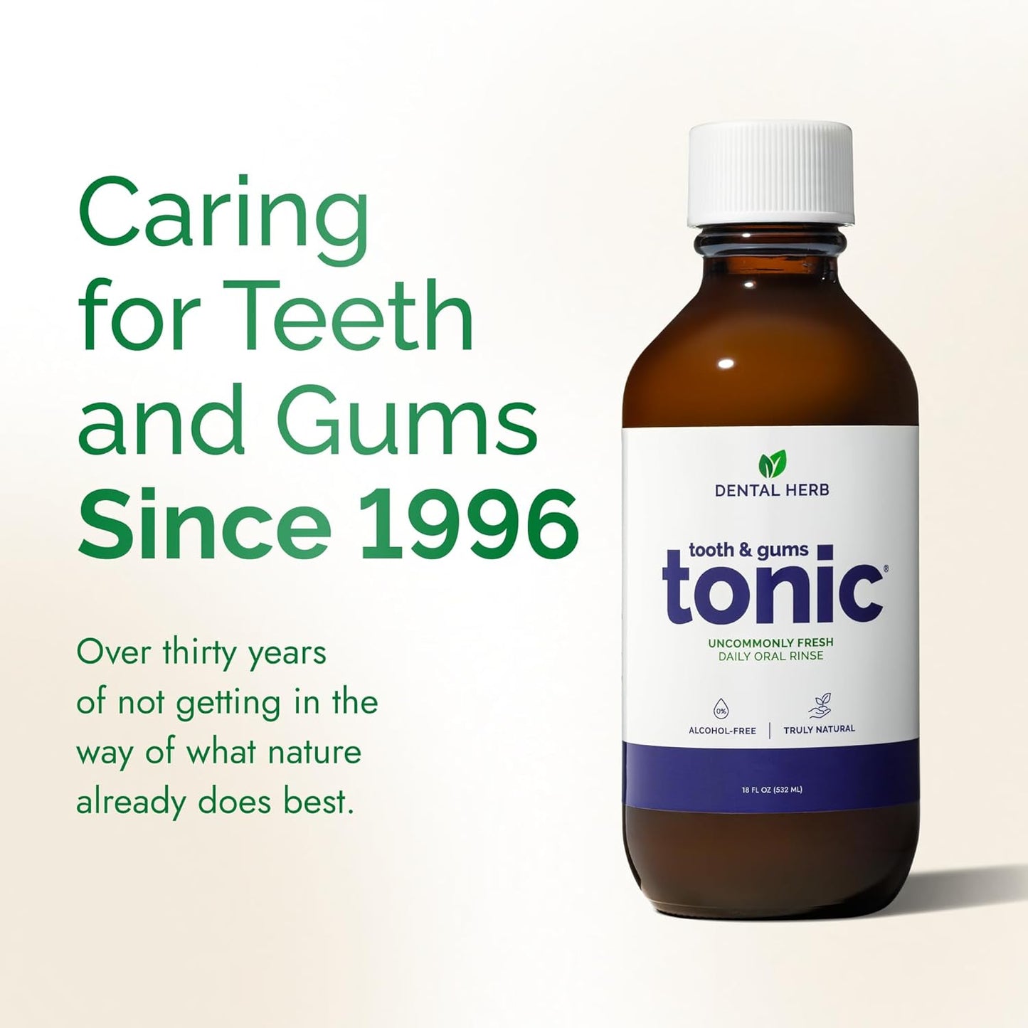 Tooth & Gums Tonic – Truly Natural Oral Rinse, Plant-Based, Alcohol-Free, Fluoride-Free, Herbal Extracts & Essential Oils, Fresh Breath & Daily Gum Care, 18 fl oz – Dental Herb Company