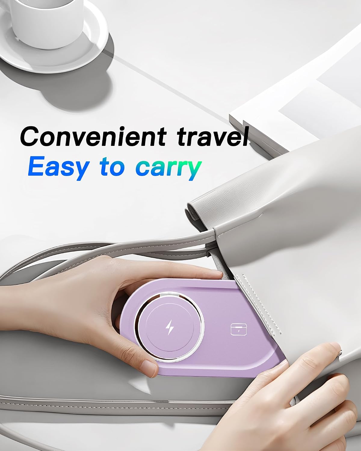 Foldable 3 in 1 Wireless Charging Station for Apple Mag-Safe Charger Stand | Fast Magnetic Wireless Charger Station for iPhone 17 Air 16 15 14 13 12, Apple Watch, AirPods Pro/4/3/2, and More (Purple)