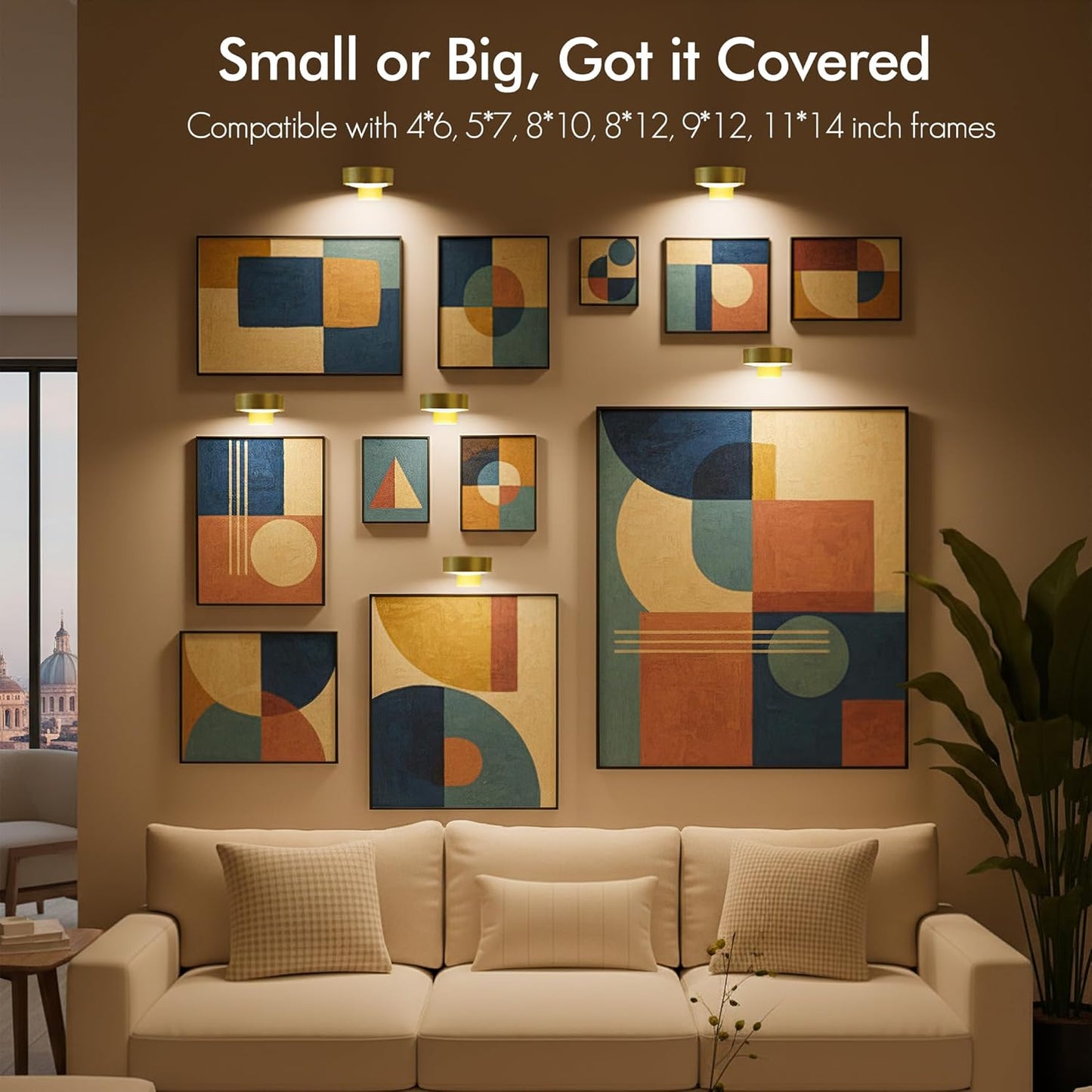 3-Pack Picture Lights for Wall, Rechargeable Battery Operated Led Painting Light with Remote Dimmable ＆ Timer, 3 Lighting Modes Magnetic Art Display Light, Wall Decorative Lighting for Picture,Frame