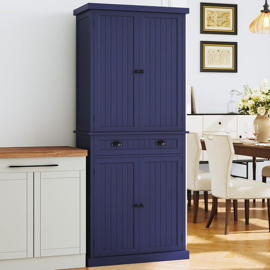 ARTPOWER 72" Tall Kitchen Pantry Storage Cabinet with Drawer and Adjustable Shelves, Pantry Cabinet for Kitchen, Bathroom or Hallway, Blue