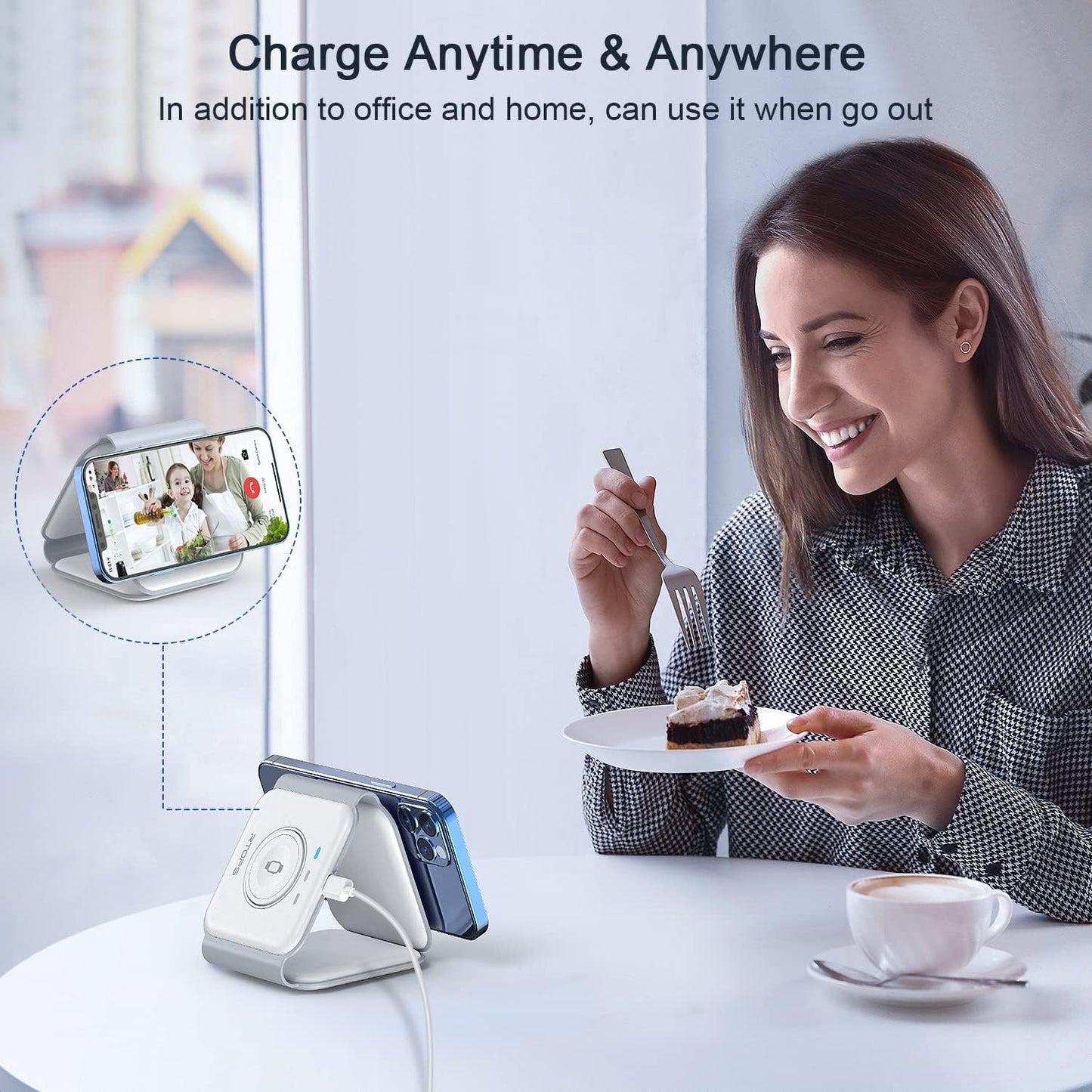Wireless Charger 3 in 1,RTOPS Magnetic Traval Wireless Charging Station Multiple Devices,GaN 3 in 1 Charging Station,Compatible iphone17/16/15/14/13/Pro/Max,iWatch,AirPods4/3/2/Pro(Adapter Includes)