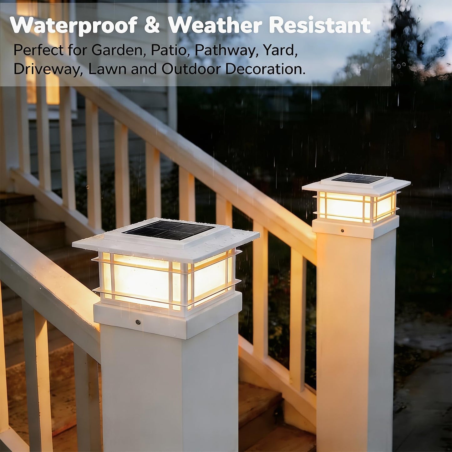 Dynaming 4x4 Solar Post Cap Lights Outdoor with 2 Color Modes, Fence Post Solar Lights White Shell Fit for 4x4 Vinyl/Wooden Posts, High Brightness LED Lighting Decor for Garden Deck Patio, 6 Pack