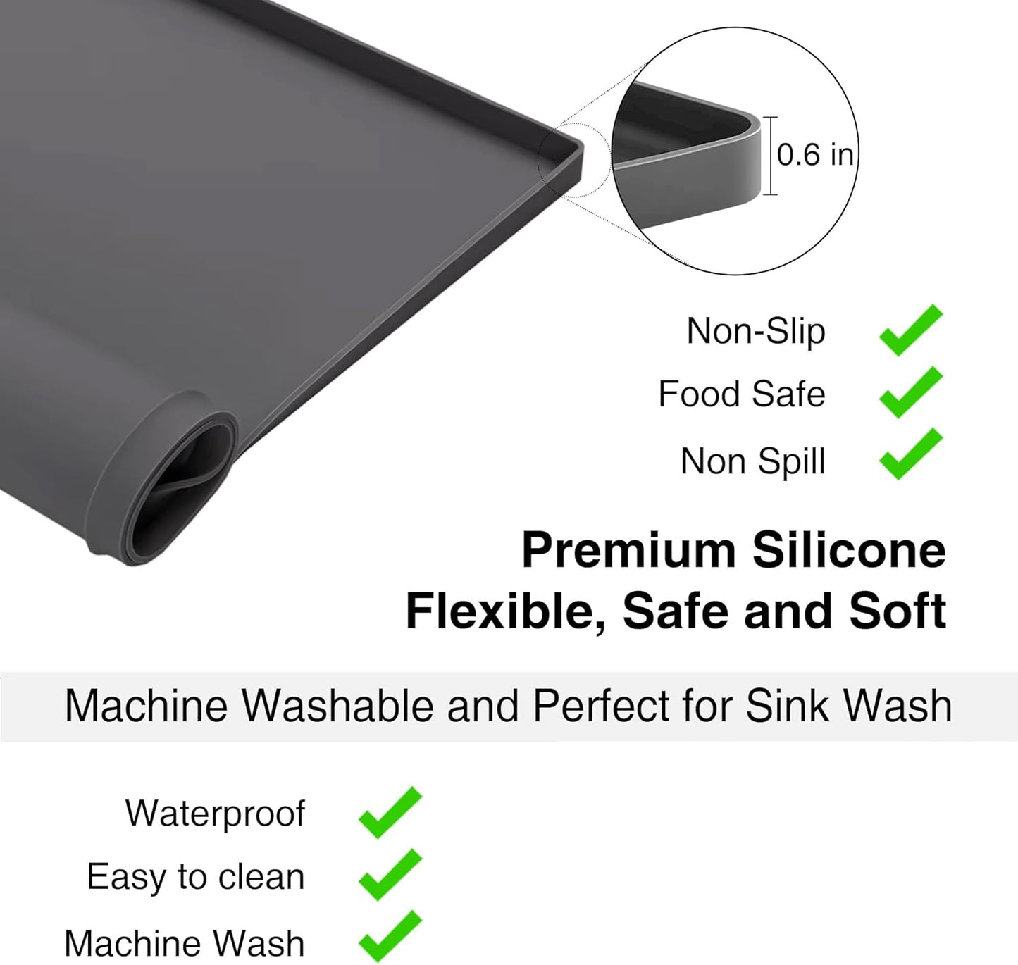 1 PACK SEIRI Washer and Dryer Topper, 26" x 18" Silicone Top Protector Mat for Slant Top Surface Cover and Top Load Washing Machine Laundry Room Non-Slip Waterproof Dryer Cover Medium (Dark Gray)