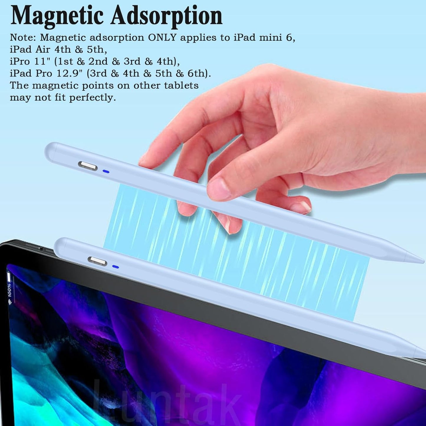 Universal Stylus Pen for iOS/Android,Drawing&Writing Rechargeable Touch Screen Pen Magnetic Tablet Stylus for iPhone/Samsung/XiaoMi/Huawei/Vivo/Lenovo and Other Android Device -Blue