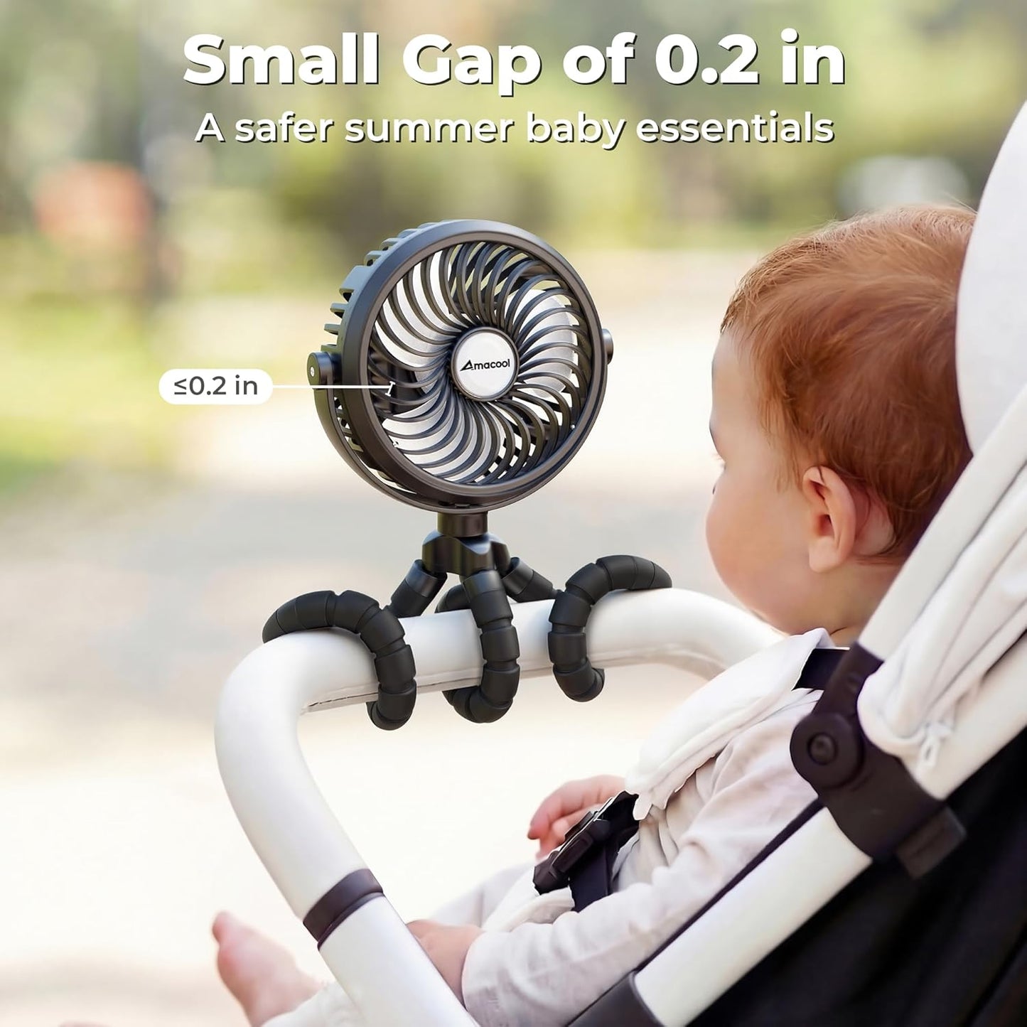 AMACOOL Battery Operated Stroller Fan, Baby Travel Essentials for Beach Disney, Newborn Boy & Girl Showers Gifts Registry Search, Rechargeable Clip On Fan for Car Seat Wagon Crib Bike Treadmill