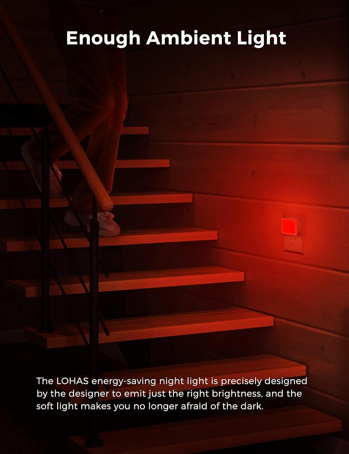 L LOHAS LED Red Night Lights Plug into Wall 2-Pack, 0.3W Plug in Night Light, Dusk to Dawn, Bright Nightlight Auto-On/Off, for Adults Kids Room Bedroom Bathroom Hallway Kitchen, Non-Dim