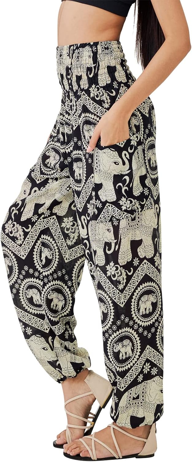 Joob Joob Boho Pants for Women - Hippie Harem Pants Women - Womens Yoga Pants – Comfy Bohemian Flowy Hippie Clothes