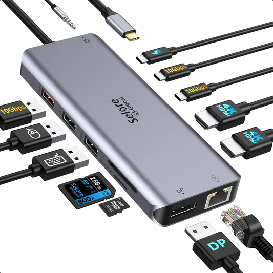 Selore USB C Docking Station Dual Monitor 13 in 1 USB-C Multiport Adapter