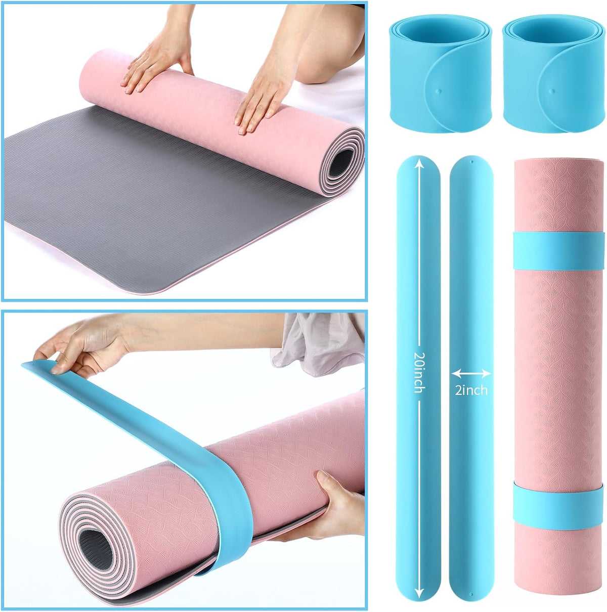 Halloscume Yoga Mat Bag Set for Women Including Yoga Tote Bag (Without Mat) Booty Resistance Bands Non Slip Sports Socks Silicone Ties for Pilates Travel Workout Office Home Gym