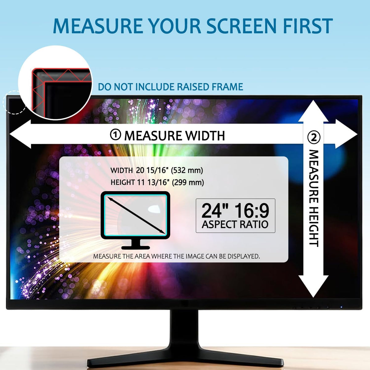 [2 Pack] 24 Inch Computer Privacy Screen for 16:9 Widescreen Monitor