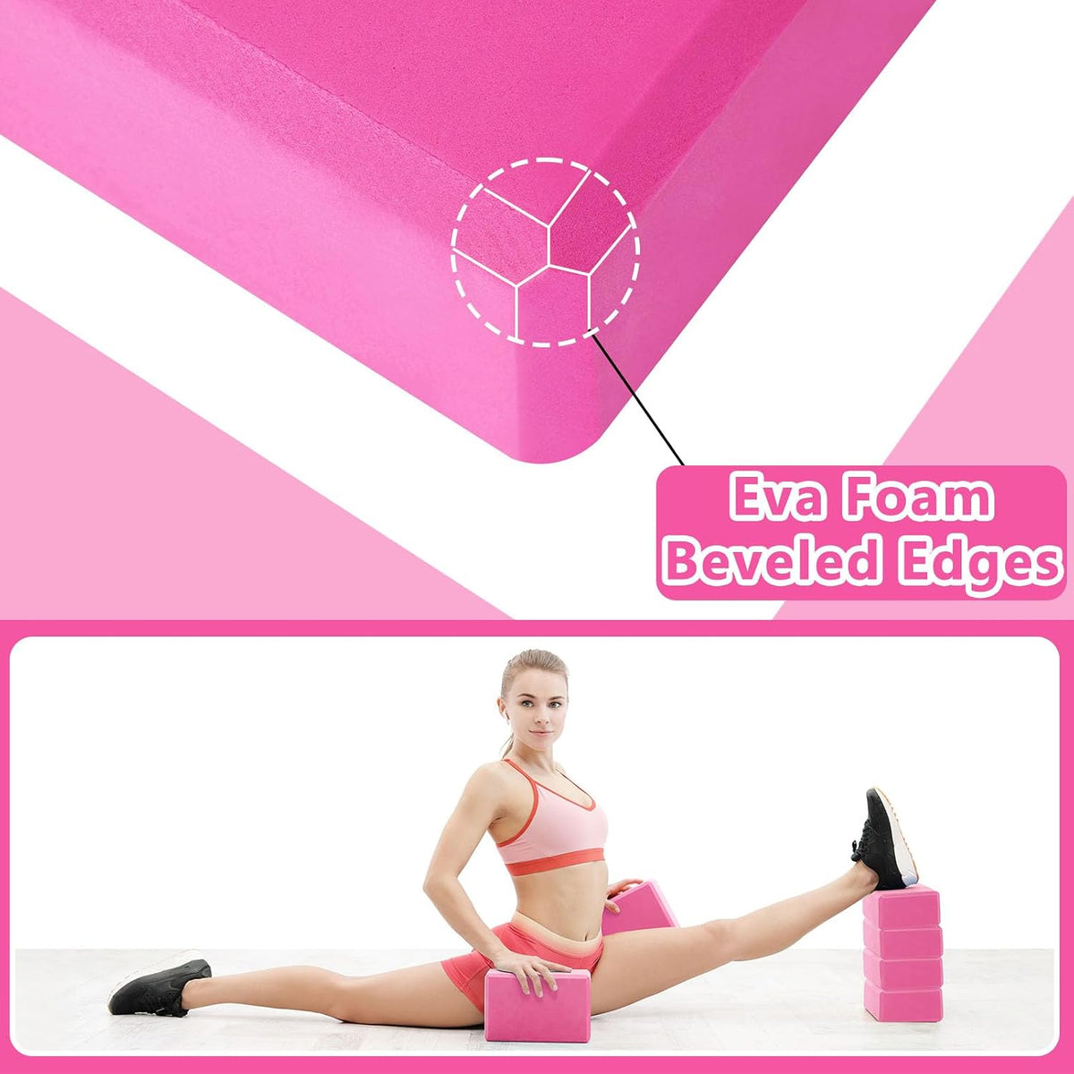 Honoson 20 Pcs Yoga Blocks Bulk 9''x6''x3'' High Density EVA Foam Blocks for Exercise Pilates Meditation, Lightweight Non-slip Surface, Improve Strength Balance Flexibility