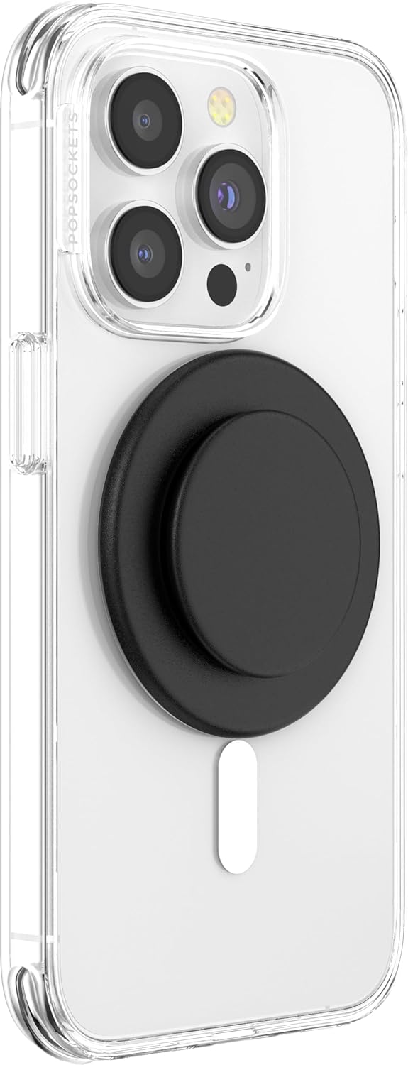 PopSockets Phone Grip for MagSafe with Kickstand, Magnetic Stand, Swappable Top, Secure Hold for iPhone MagSafe Cases, Phone & Tablet Grip - Plant Based - Black