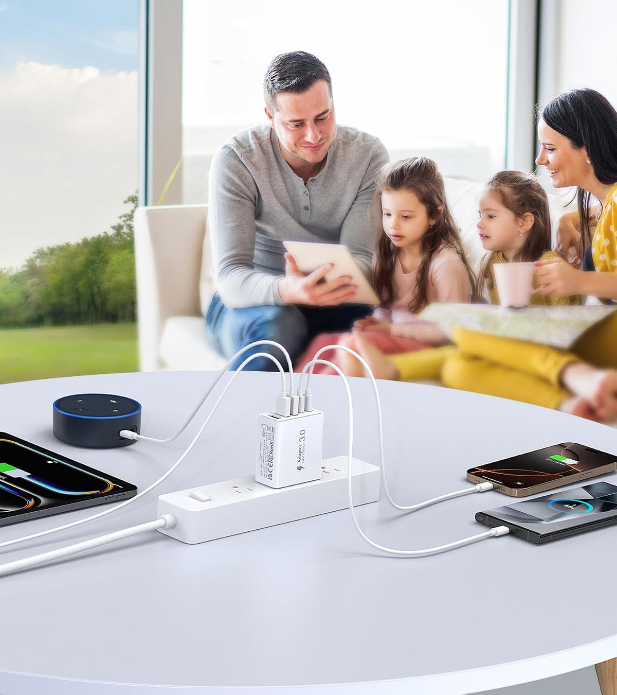 [2-Pack] USB C Wall Charger, 60W USB C Charger Block 5-Port PD Fast Charging Blocks + QC Power Adapter Brick Cube Multiport USB A Plug,Type C Cube for iPhone 17/16/15/14/13/12/Pro,Samsung,for Switch