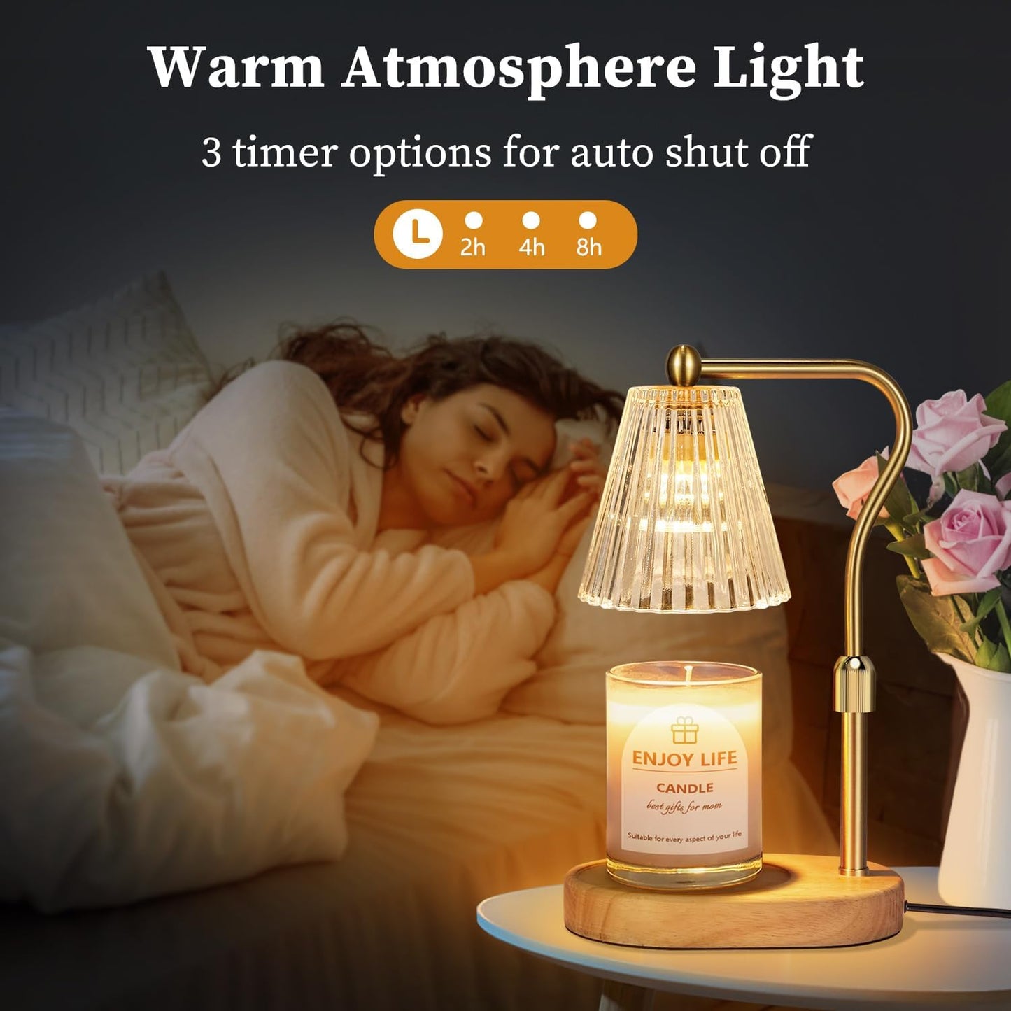 seenlast Candle Warmer Lamp with Timer Dimmer Adjustable Height for New Home Bedroom, Vintage Home Decor for Scented Jar