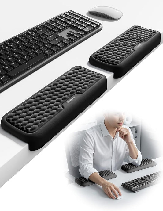 Vaydeer 2Pcs Elbow Rest Pad, L-Shaped Arm Rest Elbow Pad, Desk Edge Cushion, Ergonomic Memory Foam Wrist Rest Support Keyboard Mouse Padding for Palm Hand Office Computer Home Gaming Accessories-Black