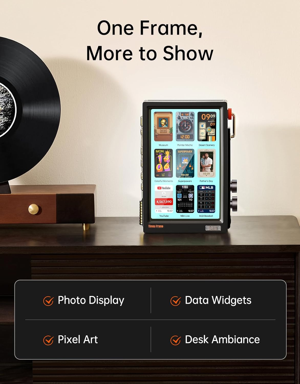 Divoom Times Frame – 10.1" WiFi 6 Digital Picture Frame & Smart Desk Display, No Subscription | 64GB | Send Photos, Videos & AI Styles + Live Widgets (Weather, Calendar, etc)–Perfect Personalized Gift