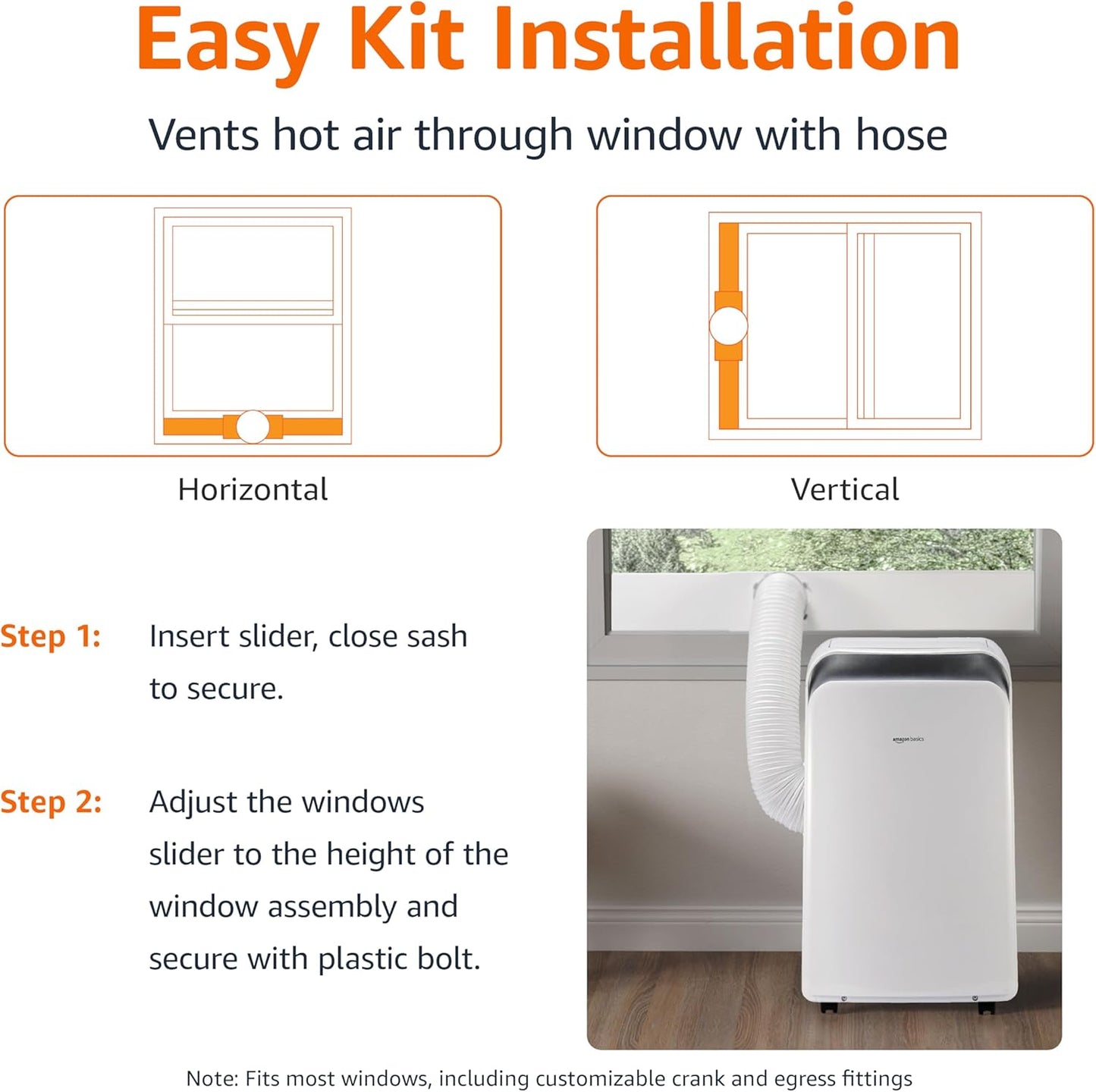 Amazon Basics 4-In-1 Portable Air Conditioner with Remote, Timer, Sleep Mode, Auto Swing, Cool/Heat/Dry/Fan-Only Functions, 13500 BTU (ASHRAE), Cools Up to 550 Sqf, Energy Saving, White