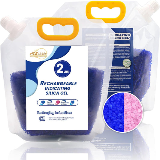 2 LBS Premium Blue to Pink 3mm Silica Beads, Reusable Desiccant Bulk for 3D Filament, Electronics, Cameras, Jewelry, and Safes (Blue to Pink, 2 LBS)