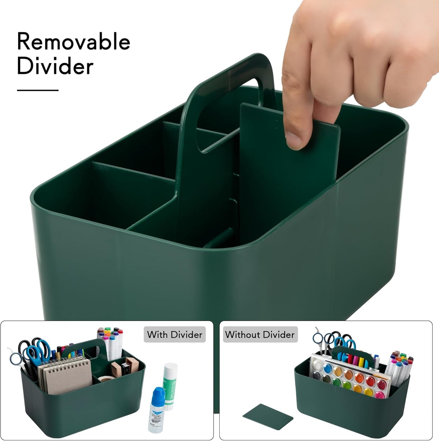 Tiawudi Multipurpose Caddy Organizer, Plastic Caddy with Handle, Stackable Desk Organizer for Stationery, Marker and Pencil, Office Supplies Organizer, Dorm Caddy