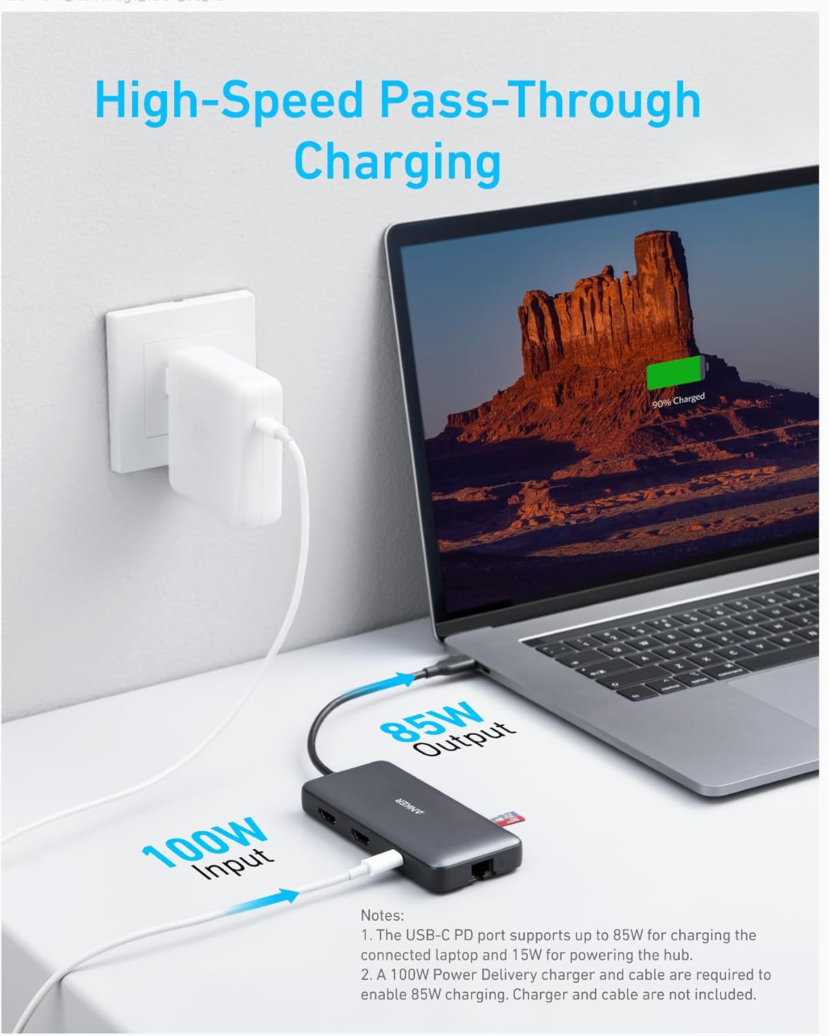 Anker Laptop Docking Station Dual Monitor, 8-in-1 USB C Hub, 4K Dual Monitor with 2 HDMI, 1 Gbps Ethernet Hub, 85W Power Delivery, SD Card Reader, for XPS and More (Charger not Included)
