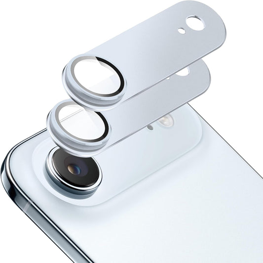 2 Pack Camera Lens Protector for iPhone 17 Air,[Not Easy to Breakn ] AR Tempered Glass Strong Adsorption Metal Camera Cover Screen-Light Blue
