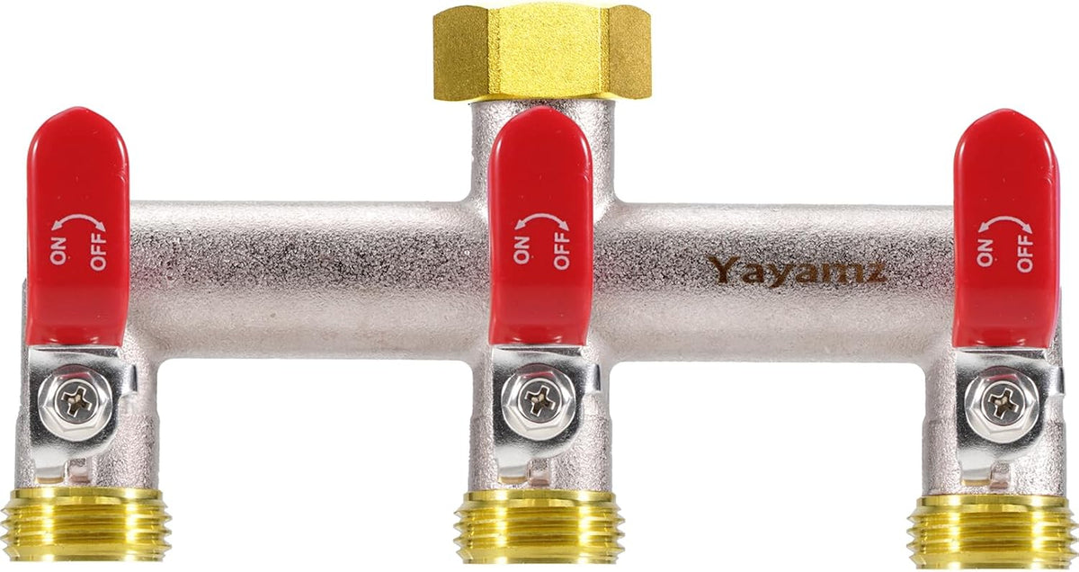 3 Way Garden Hose Splitter, 3/4" GHT Water Spigot Splitter - Green