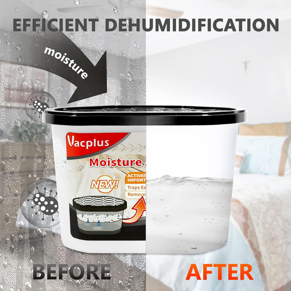 Vacplus 10.5 OZ Moisture Absorber, Odor Remover, Activated Charcoal