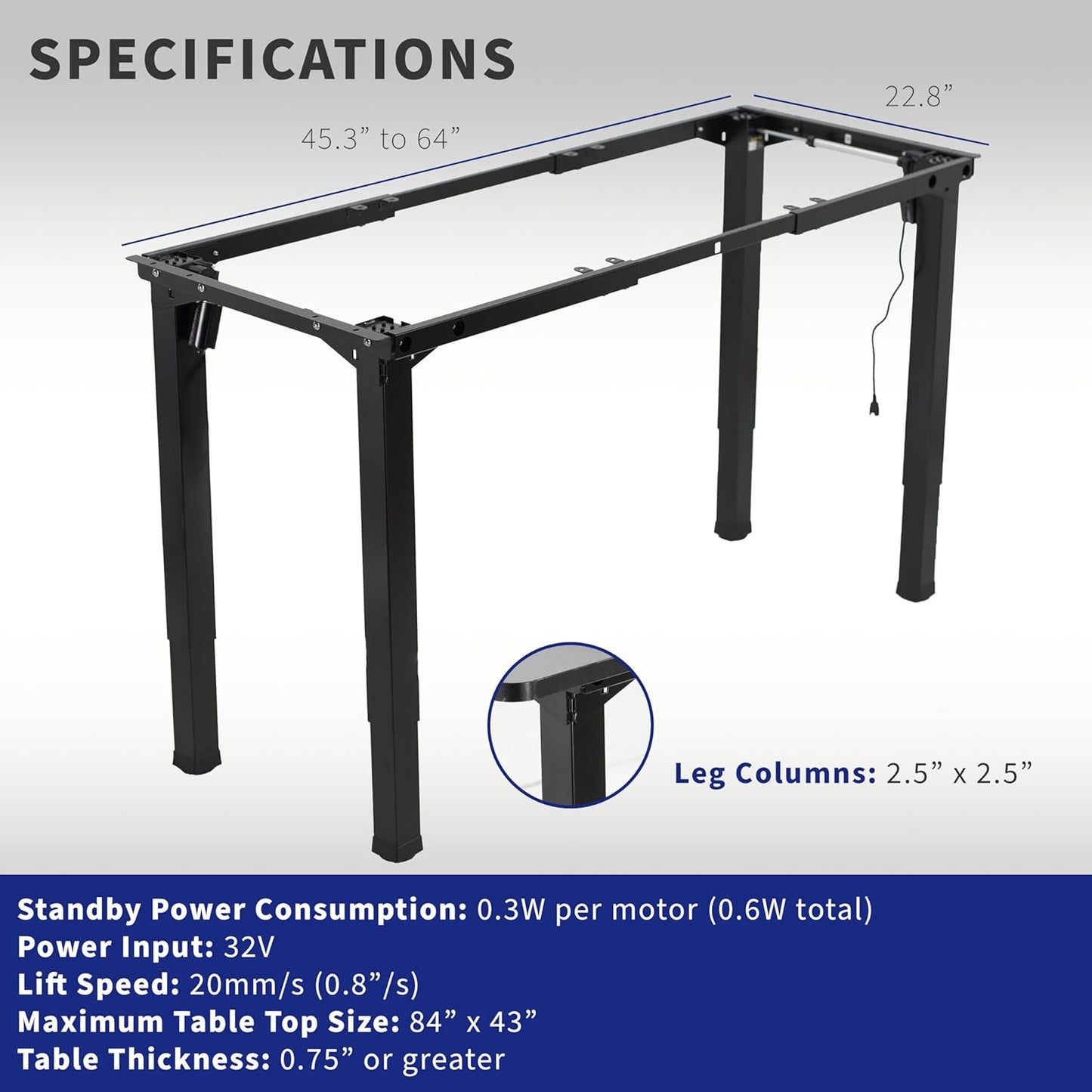 VIVO Electric 4-Leg Dual Motor Standing Desk Frame for Table Tops up to 84 x 43 inches and 220 lbs, Memory Controller Height Adjustment, Frame Only, Black, DESK-E4B