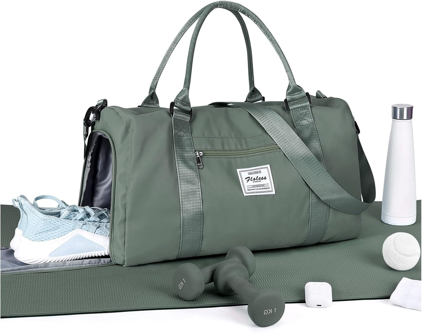 Gym Bag Womens Mens with Shoes Compartment and Wet Pocket Travel Duffel Bag for Women for Plane Sport Gym Tote Bags Swimming Yoga Waterproof Weekend Overnight Carry on Bag Hospital Holdalls